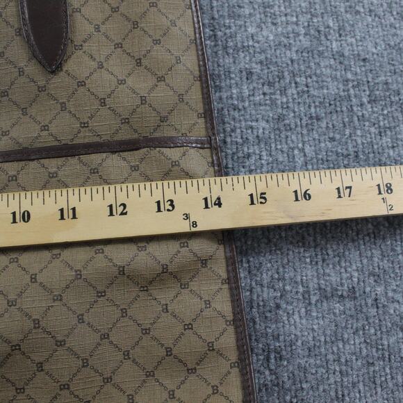 Bally Tote Bag Brown Tan Monogram Leather Trim Shoulder Vintage Luxury - Picture 8 of 8